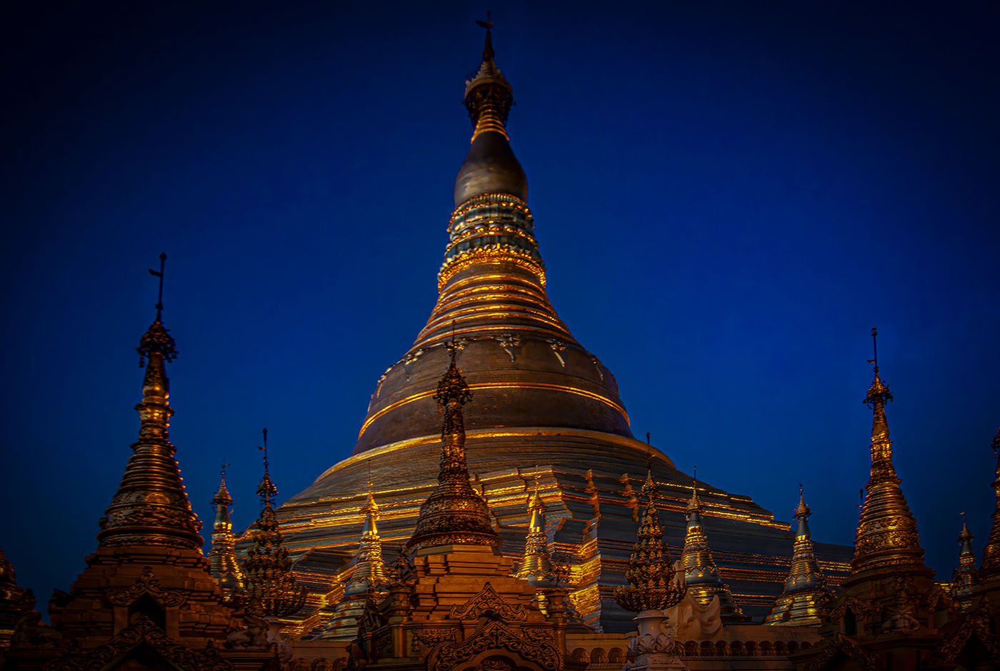 Buddist Temple at night, Yangon, Burma (Myanmar) by Richard Murrin