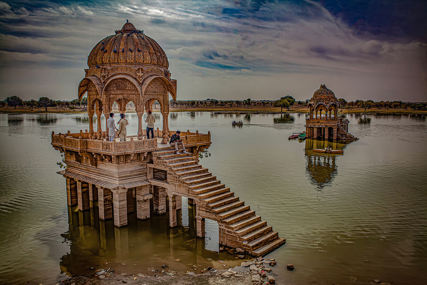 Decorated Verandahs, Gadsisar Lake, Jaisalmer, India by Richard Murrin